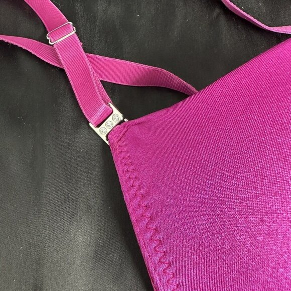 Mopas Intimates Pink Bra Rhinestone Straps Adjustable Straps￼ Underwire - Picture 6 of 12